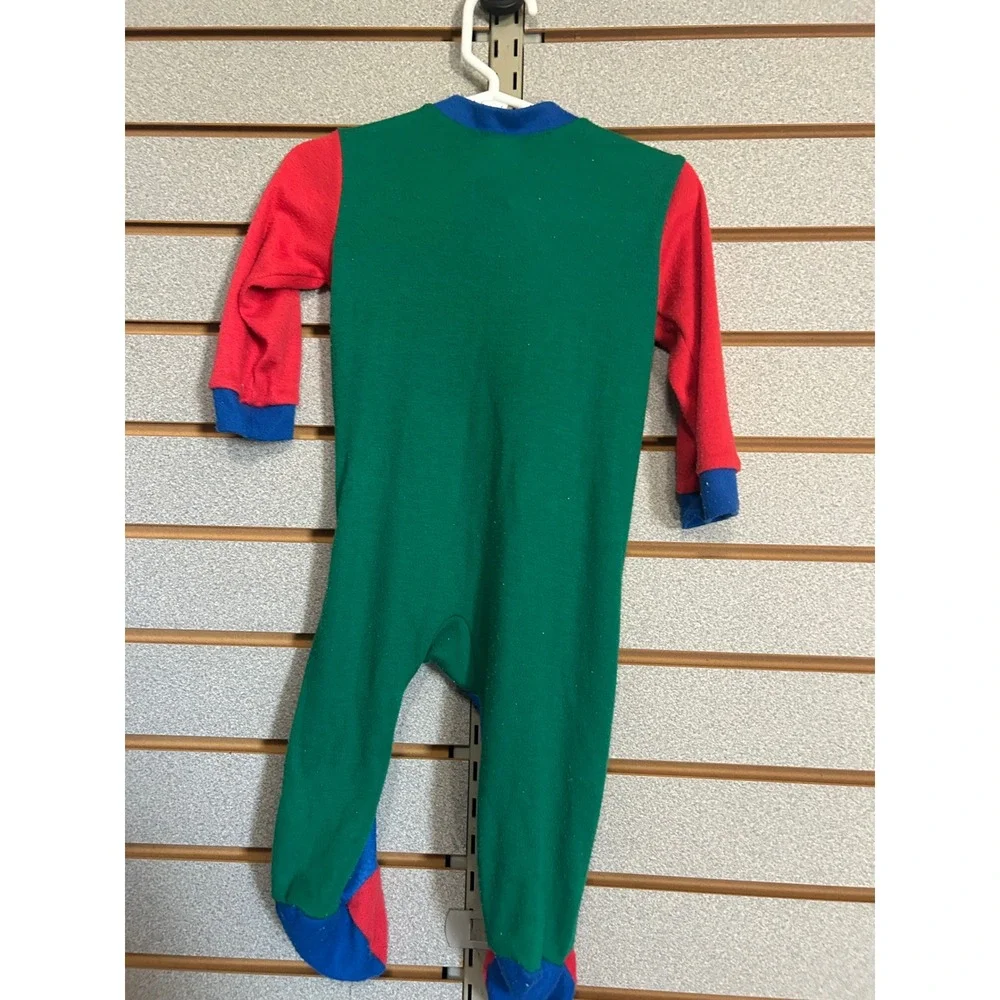 Vintage Baby Mickey & Co Christmas Fleece Footed Sleeper Mickey Pluto Blue Large